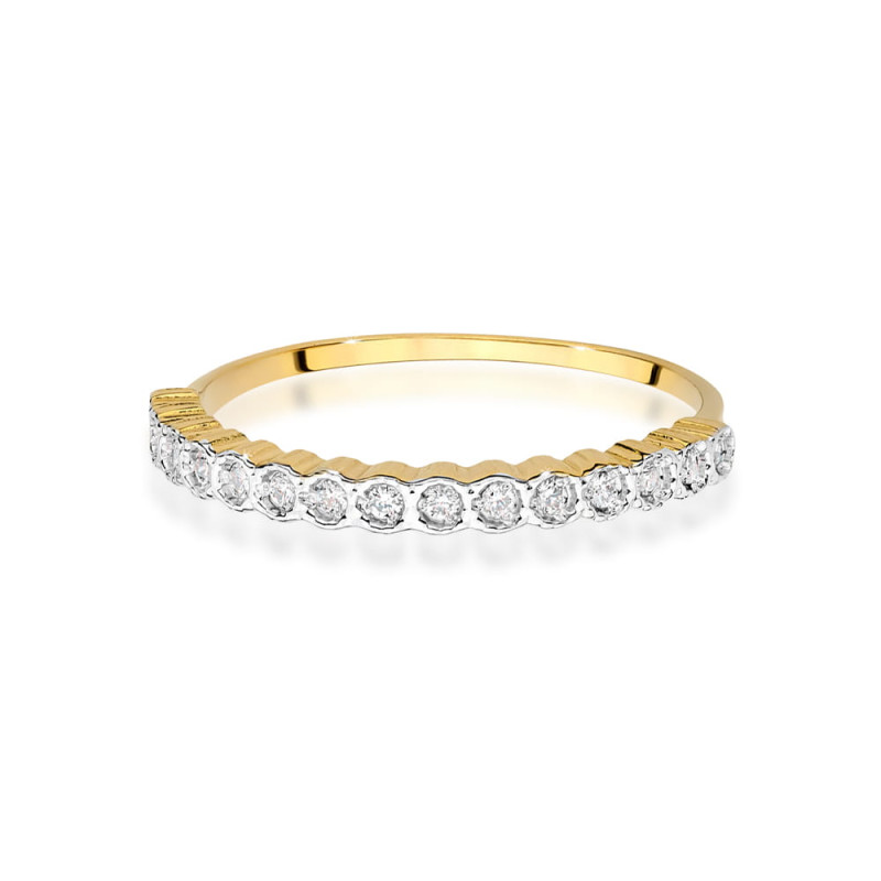 Pierścionek W0634 z diamentami żółte złoto