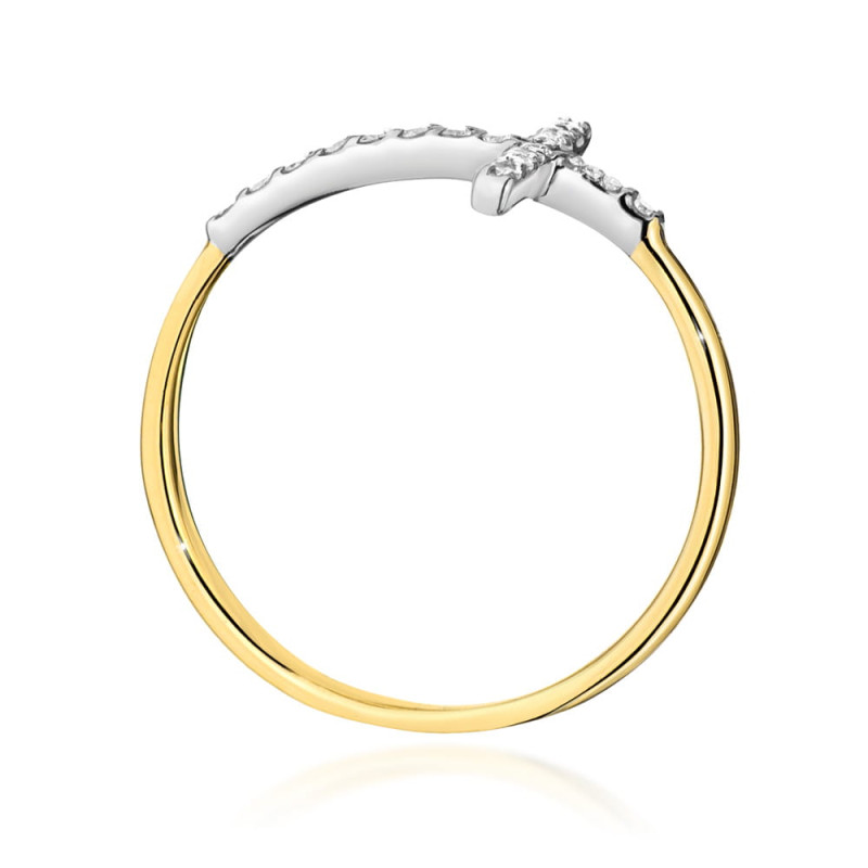 Pierścionek W0636 z diamentami żółte złoto
