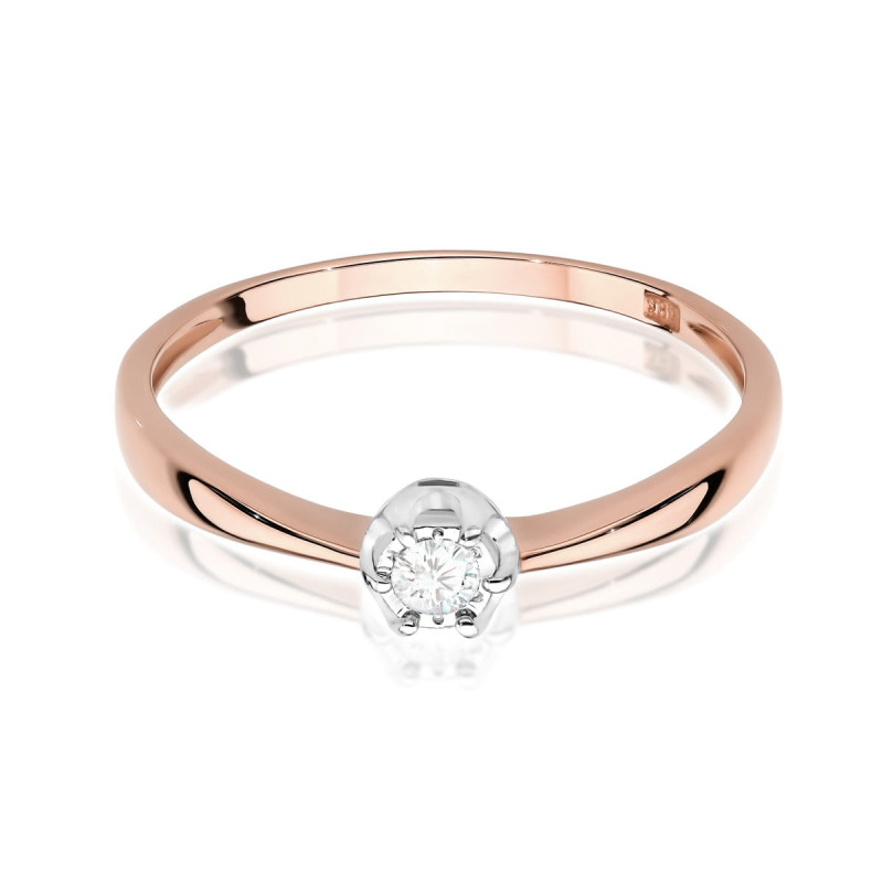 Pierścionek W567 Diament 0,06ct różowe złoto