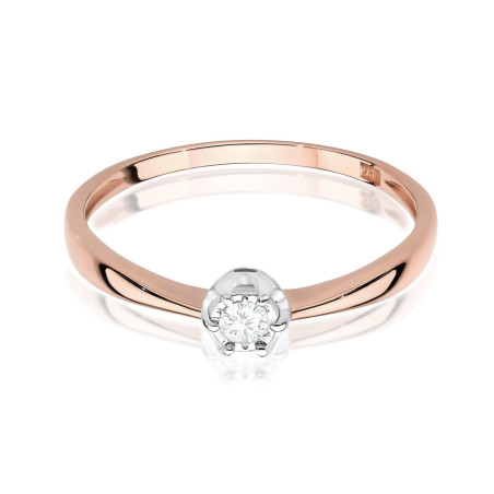 Pierścionek W567 Diament 0,06ct różowe złoto