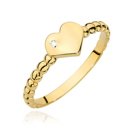Pierścionek W0637 Diament 0,01ct żółte złoto