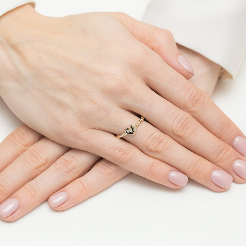 Pierścionek W0637 Diament 0,01ct żółte złoto