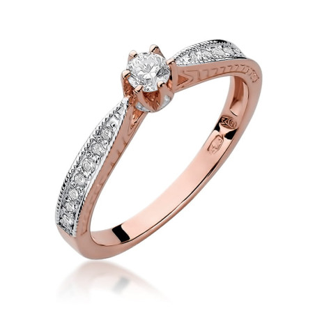 Pierścionek W202 Diament 0,15ct różowe złoto