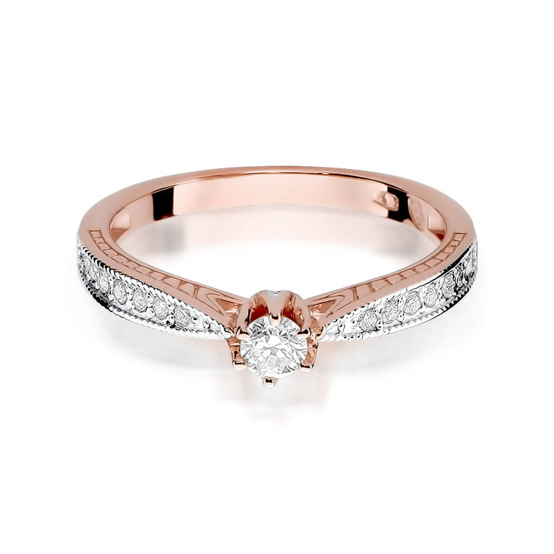 Pierścionek W202 Diament 0,15ct różowe złoto