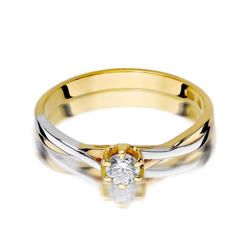 Pierścionek W340B Diament 0,20ct żółte złoto