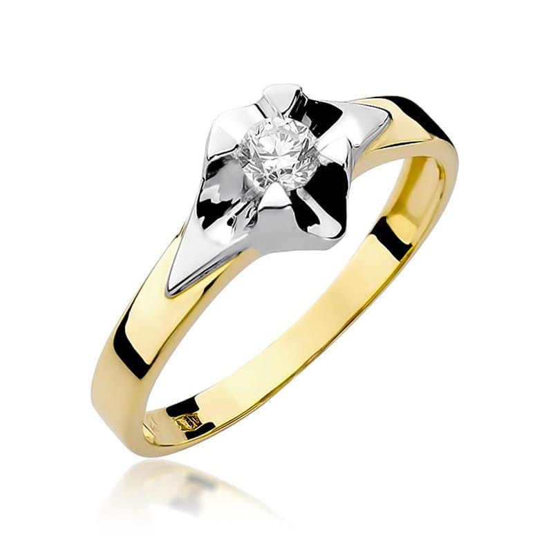 Pierścionek W155 Diament 0,23ct żółte złoto