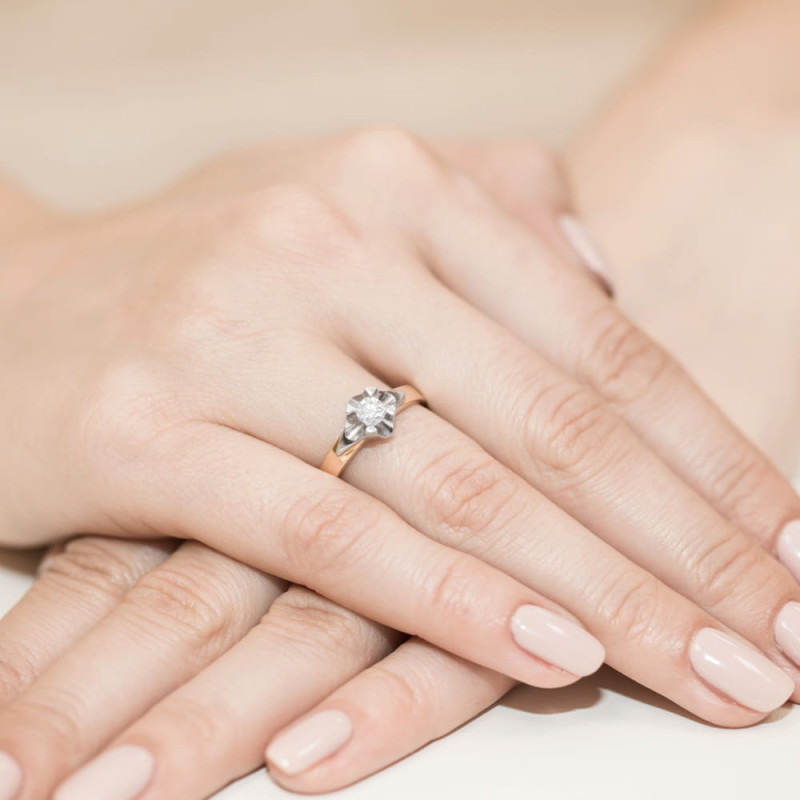 Pierścionek W155 Diament 0,23ct żółte złoto