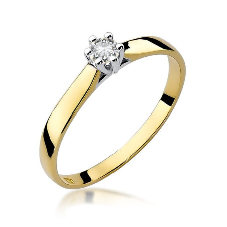 Pierścionek W222 Diament 0,12ct żółte złoto