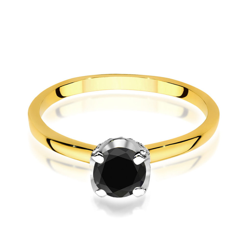 "Pierścionek W556 Czarny Diament 0,50ct w żółtym złocie - Daiman