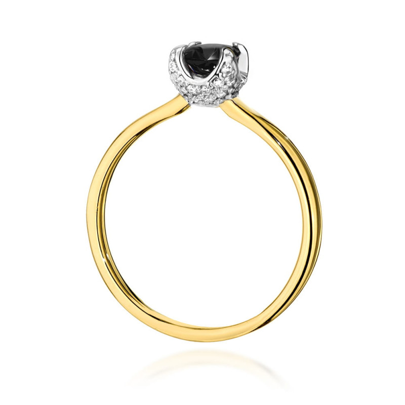 "Pierścionek W556 Czarny Diament 0,50ct w żółtym złocie - Daiman