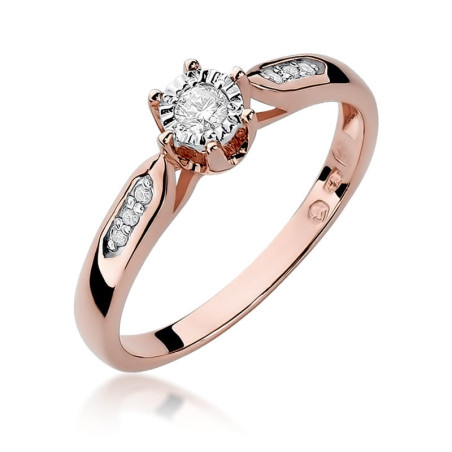 Pierścionek W328 Diament 0,08ct różowe złoto