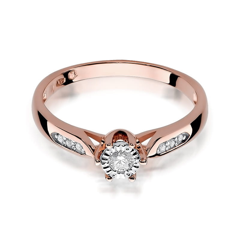 Pierścionek W328 Diament 0,08ct różowe złoto