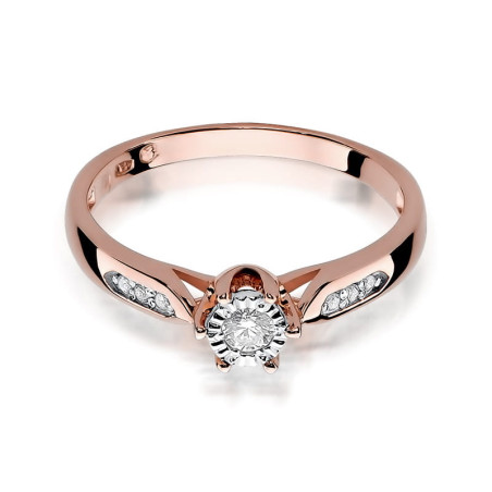 Pierścionek W328 Diament 0,08ct różowe złoto