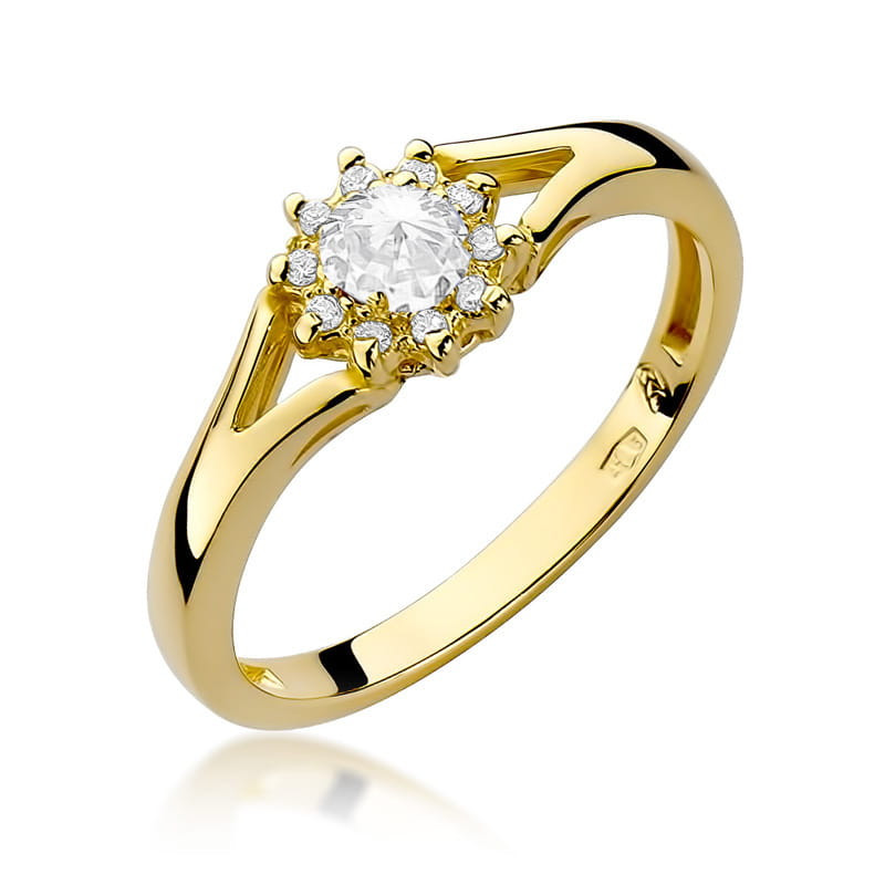 Pierścionek W185 Diament 0,10ct żółte złoto