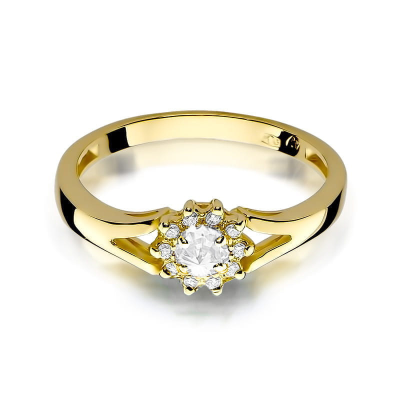Pierścionek W185 Diament 0,10ct żółte złoto