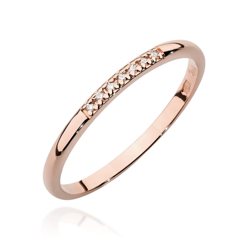 Pierścionek W0607 z diamentami różowe złoto