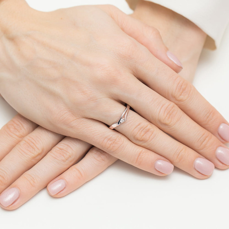 Pierścionek W0609 Diament 0,04ct różowe złoto