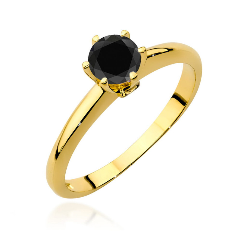 "Pierścionek W557 Czarny Diament 0,50ct w żółtym złocie - bogact