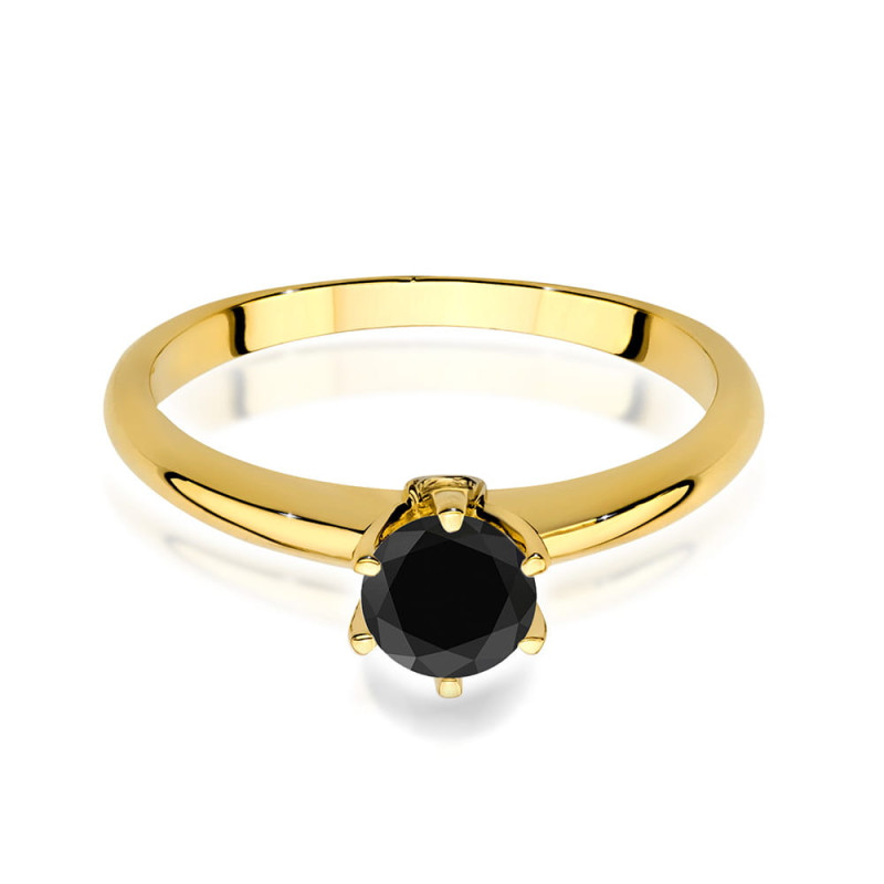 "Pierścionek W557 Czarny Diament 0,50ct w żółtym złocie - bogact