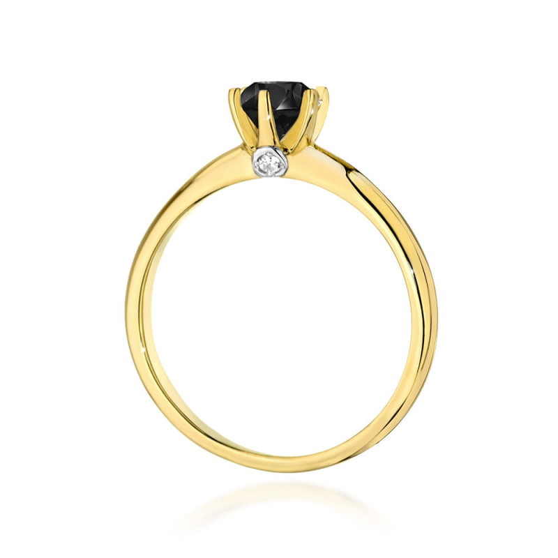 "Pierścionek W557 Czarny Diament 0,50ct w żółtym złocie - bogact