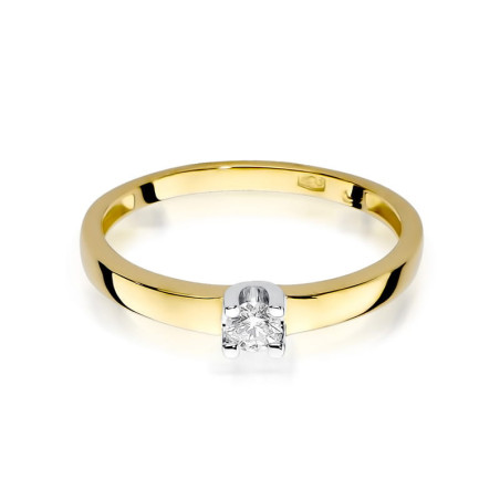 Pierścionek W225 Diament 0,12ct żółte złoto
