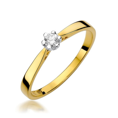 Pierścionek W229 Diament 0,12ct żółte złoto