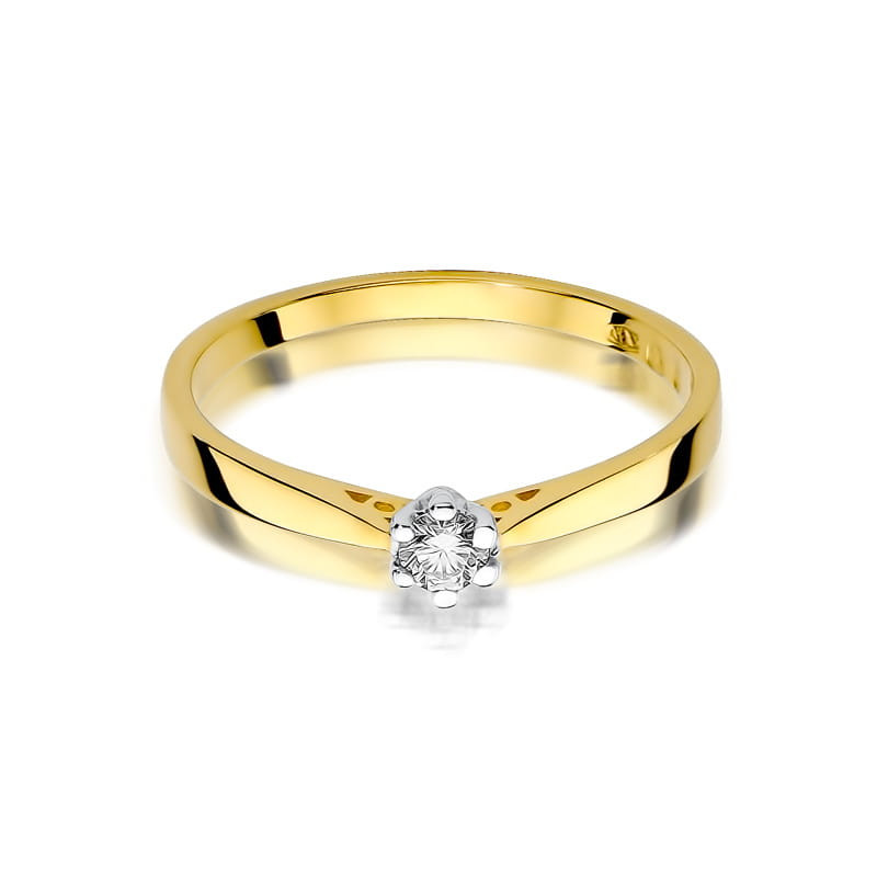 Pierścionek W229 Diament 0,12ct żółte złoto