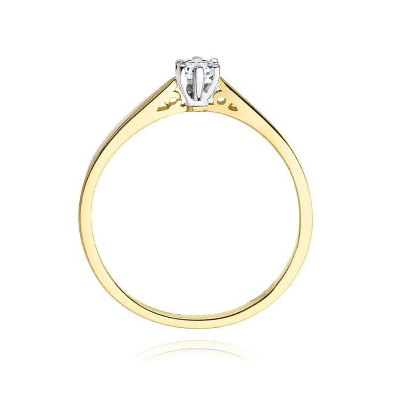 Pierścionek W229 Diament 0,12ct żółte złoto