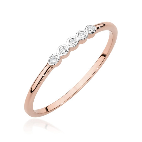 Pierścionek W0638 z diamentami różowe złoto