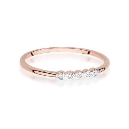 Pierścionek W0638 z diamentami różowe złoto