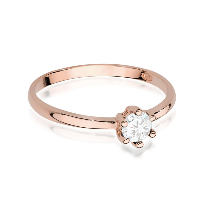 Pierścionek W496 Diament 0,30ct różowe złoto