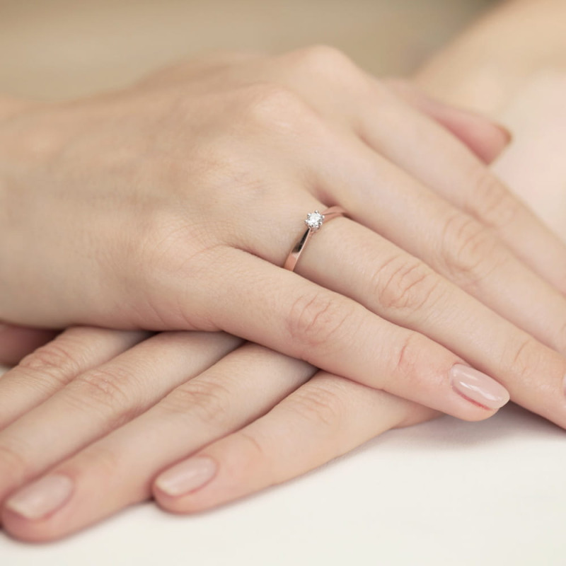 Pierścionek W229 Diament 0,08ct różowe złoto