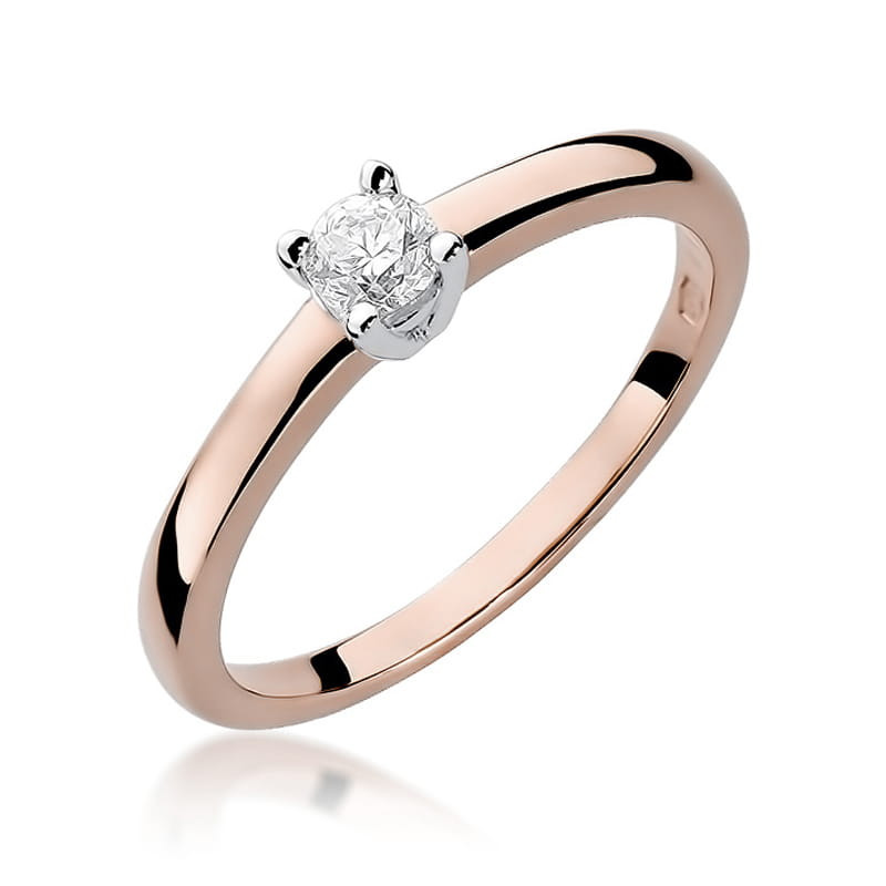 Pierścionek W292 Diament 0,15ct różowe złoto