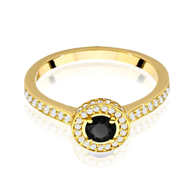 Pierścionek W559 Czarny Diament 0,30ct w żółtym złocie - Daimana