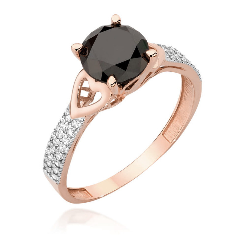 "Pierścionek W502 Czarny Diament 2,00ct w różowym złocie - Daiman