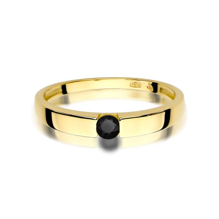"Pierścionek W432 Czarny Diament 0,12ct Żółte Złoto | Daimana.pl