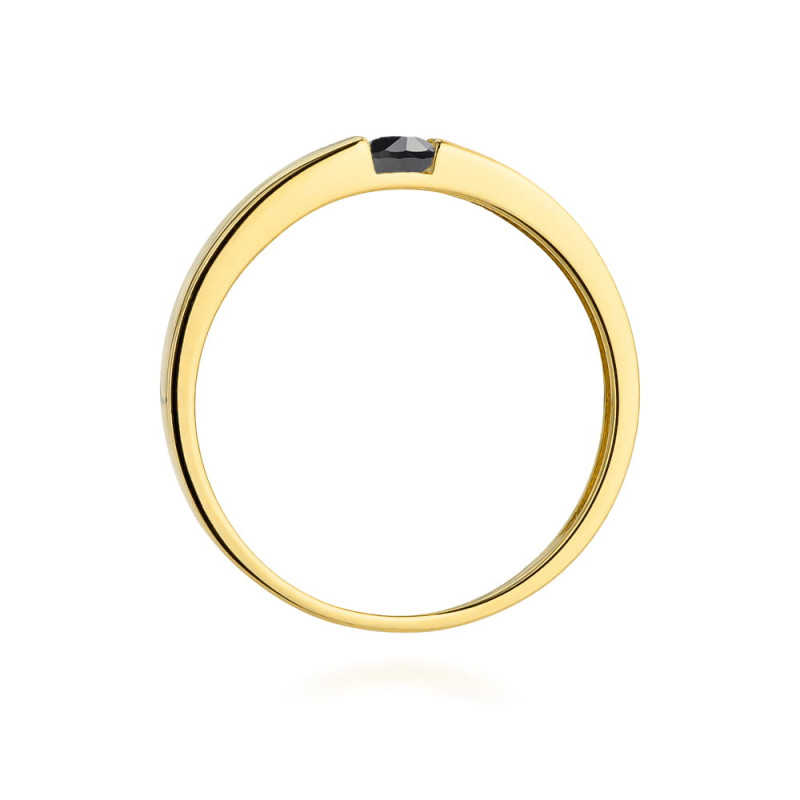 "Pierścionek W432 Czarny Diament 0,12ct Żółte Złoto | Daimana.pl