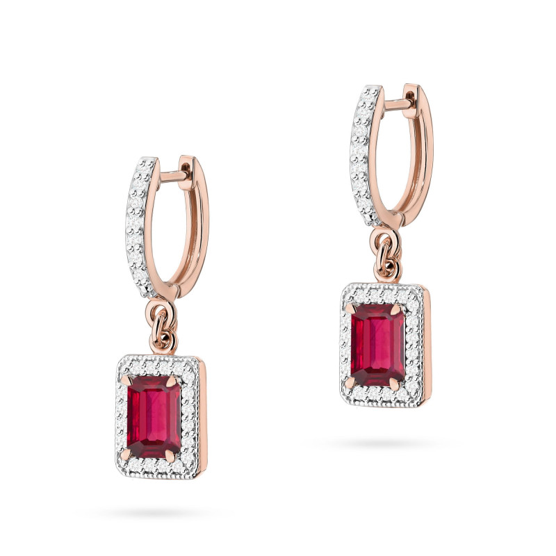 "Kolczyki KO422 Rubin 2 x 0,80ct w różowym złocie - Daimana.pl"