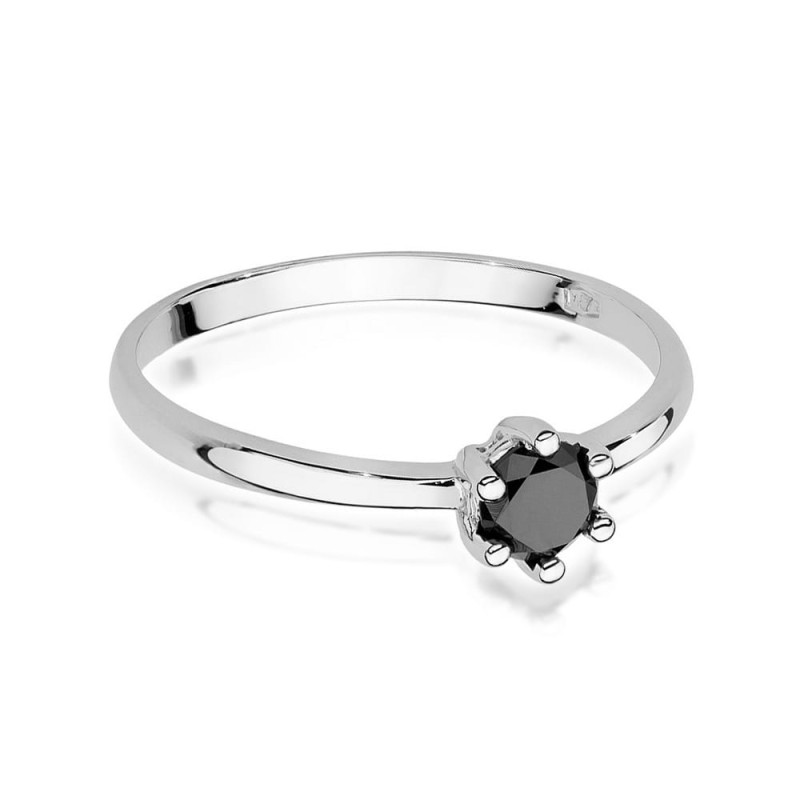 "Pierścionek W496 Czarny Diament 0,30ct | Białe Złoto | Daimana.pl