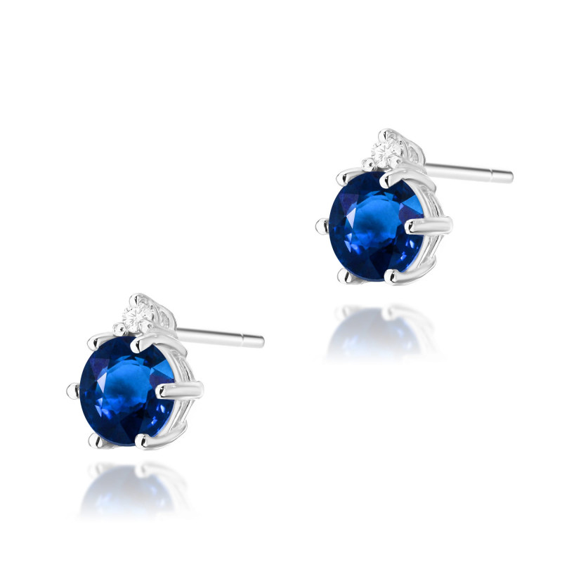 "Kolczyki K0076 Szafir 1,00ct białe złoto - Daimana.pl"