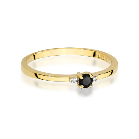 Pierścionek W0464 Czarny Diament 0,12ct w żółtym złocie - Daiman