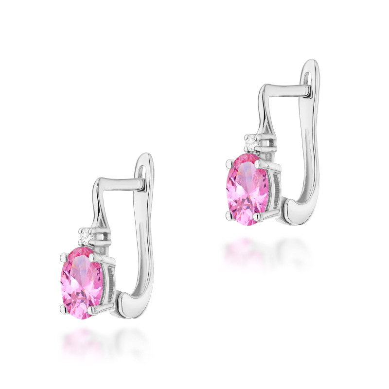 "Kolczyki K0011 Różowy Topaz 2 x 0,50ct białe złoto - Daimana.pl"