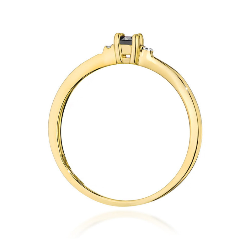 Pierścionek W0464 Czarny Diament 0,12ct w żółtym złocie - Daiman