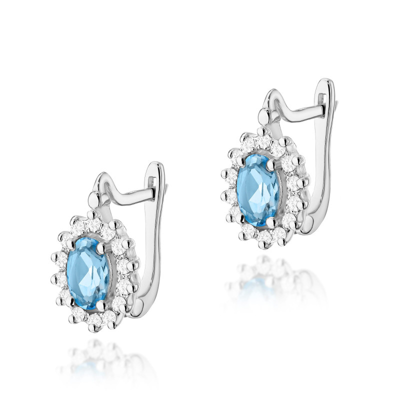 "Kolczyki KO182 Topaz 2 x 0,50ct w białym złocie - Daimana.pl"