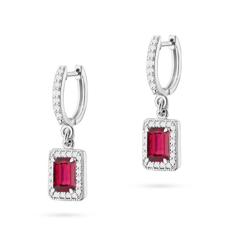 "Kolczyki KO422 Rubin 2 x 0,80ct białe złoto - Najwyższa jakość 