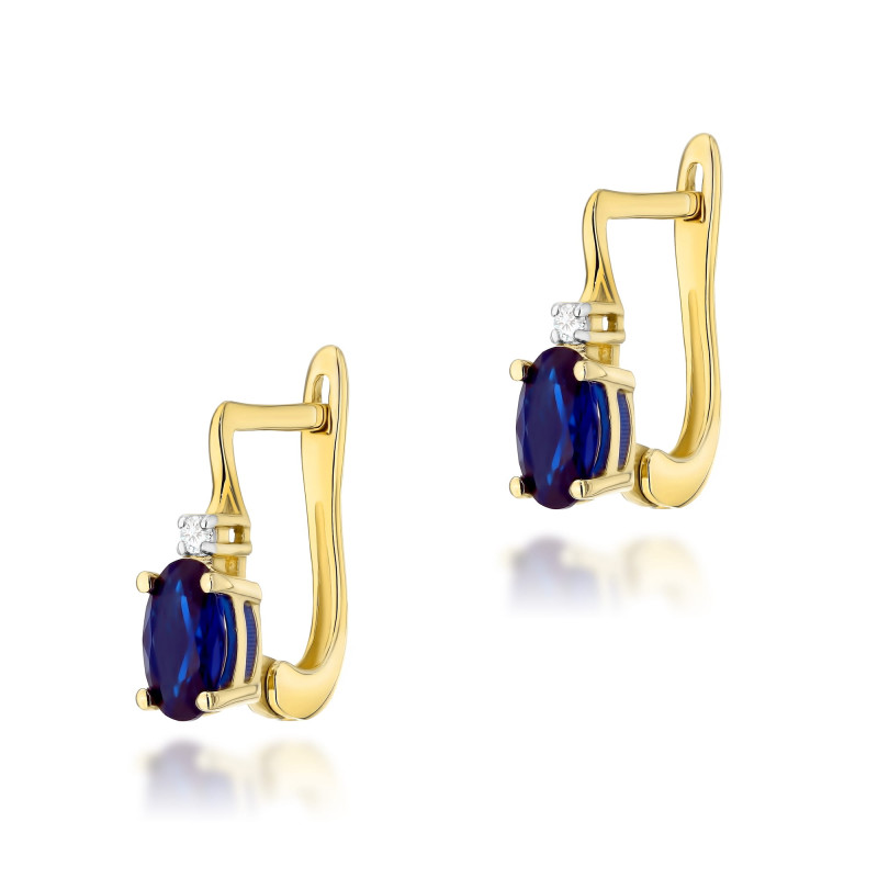 "Kolczyki K0011 Szafir 2 x 0,70ct żółte złoto - Daimana.pl"