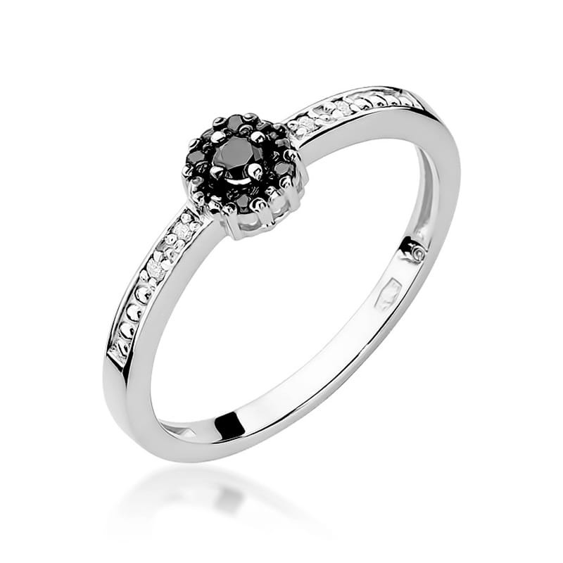 "Pierścionek W091 Czarny Diament 0,02ct | Białe Złoto | Daimana.pl