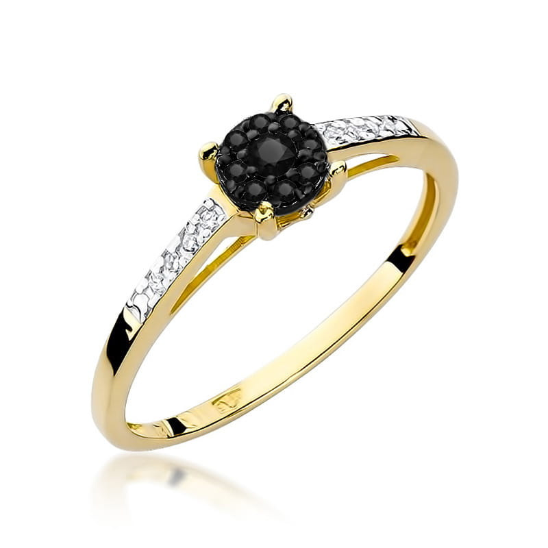"Pierścionek W055 Czarny Diament 0,08ct - Żółte Złoto | Daimana.