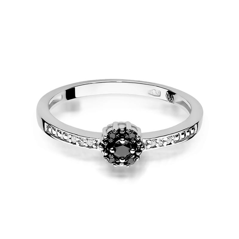 "Pierścionek W091 Czarny Diament 0,02ct | Białe Złoto | Daimana.pl