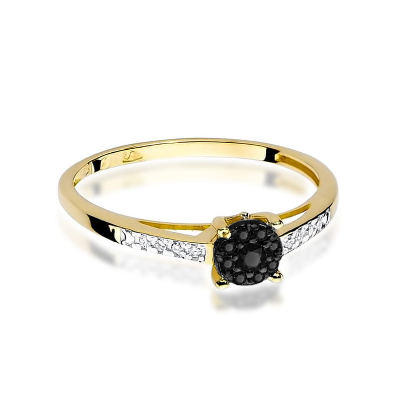 "Pierścionek W055 Czarny Diament 0,08ct - Żółte Złoto | Daimana.